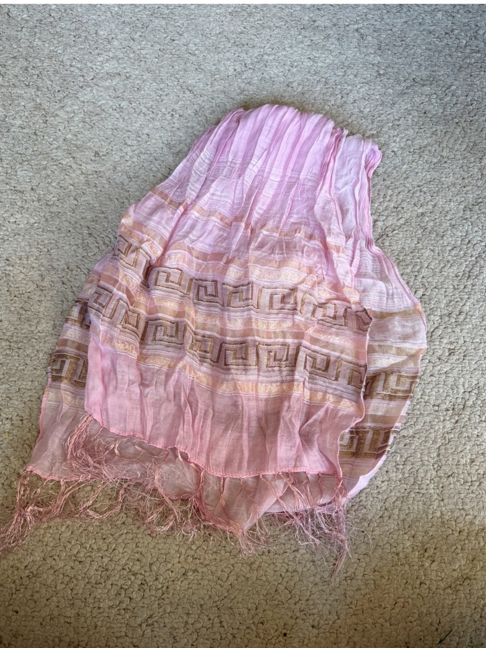 Light Pink Fringe Scarf - from Greece - Picture 2 of 4